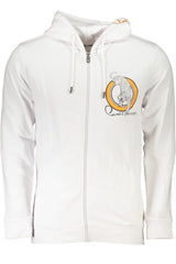 CAVALLI CLASS MEN'S WHITE ZIP SWEATSHIRT