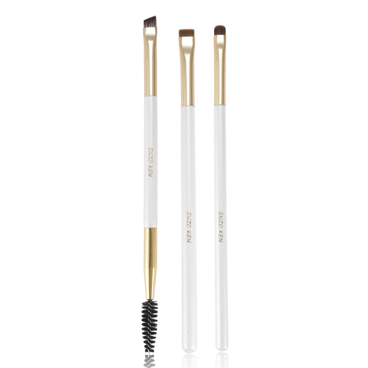 ENZO KEN Flat Angled Eyebrow Brush & Fine Angled Eyeliner Brush & Eyelash Brush Set Fine Angled Brow Brush Flat Eyebrow Brush Eyeliner Brush Winged Eyeliner Brush Angled. (163-3P)