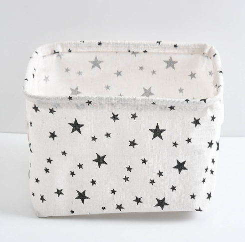 Desktop Makeup Organizer Storage Box with Linen Basket