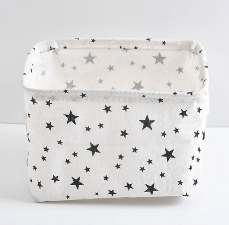 Desktop Makeup Organizer Storage Box with Linen Basket