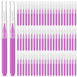 Lallisa 100 Pieces Micro Eyebrow Brush with Cap Brow Lamination Brush Eyebrow Brush Eyelash Brush Multifunctional Micro Lash Comb for Eyelash and Eyebrow Extensions Tool (Purple)