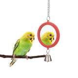 Pet Bird Mirror with Bell Interactive Parrot Toy Bird Cage Mirror for Cockatiel Parakeets Canaries Budgie (RED)