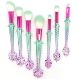 7-Piece Mermaid Makeup Brush Set in Yellow-Green Gradient