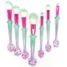 7-Piece Mermaid Makeup Brush Set in Yellow-Green Gradient