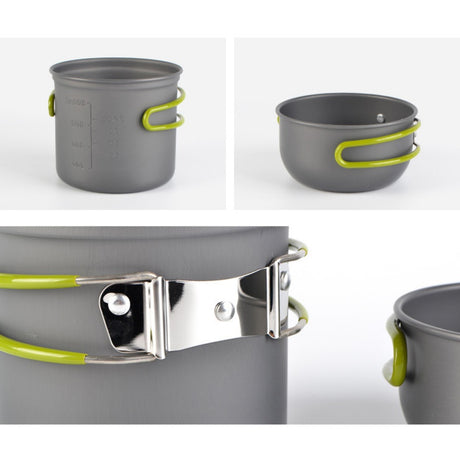 Camping Cookware Set with Foldable Handle Pot