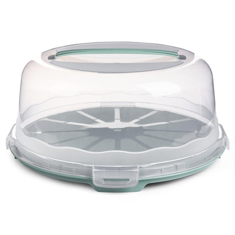 SECEL 13 Inch Cake Carrier With Lid And Handle Round Container Aesthetic Home Kitchen Decorating Bpa Free Storage Containers Plastic Box for Transport Cheesecake Donut Cupcake Pies (Green)
