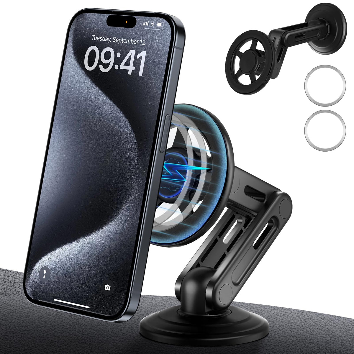 for MagSafe Car Mount Dashboard [360° Rotation All-Metal] [20 Strongest Magnets] Magnetic Phone Holder for Car Dash HandsFree Car Phone Holder Mount for iPhone 15 Pro Max 14 13 12 Pro Plus Mini All