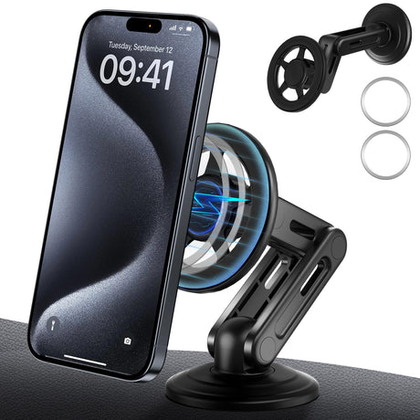 for MagSafe Car Mount Dashboard [360° Rotation All-Metal] [20 Strongest Magnets] Magnetic Phone Holder for Car Dash HandsFree Car Phone Holder Mount for iPhone 15 Pro Max 14 13 12 Pro Plus Mini All