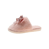 Bowknot Plush Cotton Slippers for Indoor and Outdoor