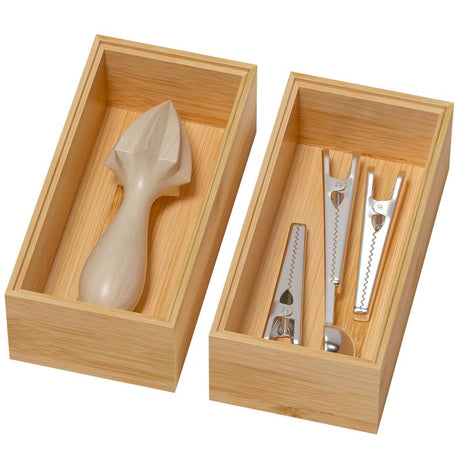 Lixple Bamboo Drawer Organizer Small Silverware Organizer for Kitchen Drawer Stackable Utensil Organizer 2 Pcs Flatware Organizer for Drawer Wooden Storage Box Tray (Bamboo 6 X 3 X 2 Inch)