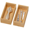 Lixple Bamboo Drawer Organizer Small Silverware Organizer for Kitchen Drawer Stackable Utensil Organizer 2 Pcs Flatware Organizer for Drawer Wooden Storage Box Tray (Bamboo 6 X 3 X 2 Inch)