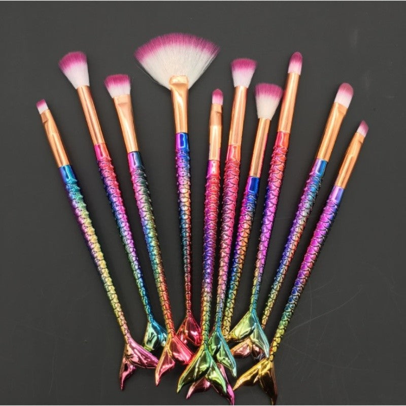10-Pack Professional Mermaid Makeup Brush Set