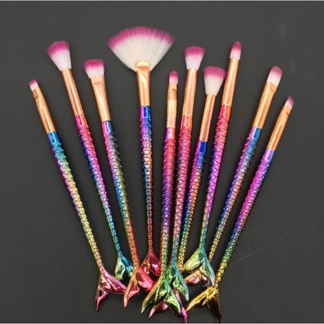 10-Pack Professional Mermaid Makeup Brush Set