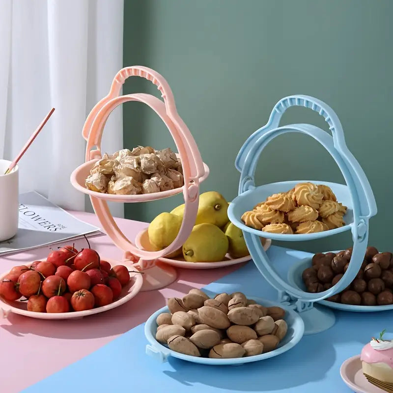 Sunshine Face Folding Fruit Plate and Snack Rack Organizer