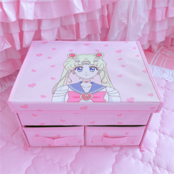 Cute Girl Drawer Organizer for Dorm Stationery Storage