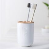 Bamboo Toothbrush Holder and Bathroom Accessories Set