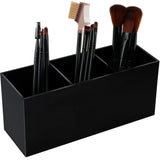 Weiai Black Makeup Brush Holder Organizer 3 Slot Acrylic Cosmetics Brushes Storage Solution