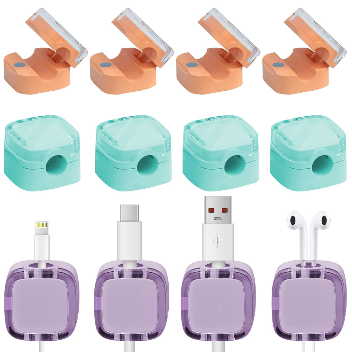 12 Pack Magnetic Cord Organizer deskt Cable OrganizerSafe and Convenient Magnetic Cord Holder Smooth Adjustable Charging Cable OrganizerCable Managementfor Bedside Table Kitchen car Office.