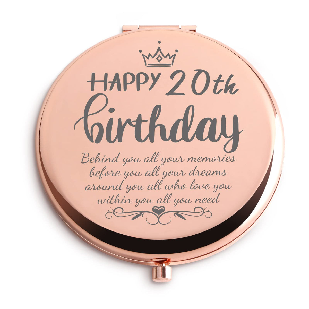 Gift for 20 Year Old Female Pink Handheld Portable Magnifying Travel Compact Makeup Mirror 20th Birthday Decorations Gifts for Women 20th Birthday Gifts for Daughter Niece 20 Year Old Gifts