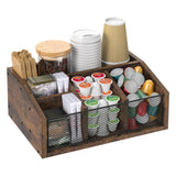 NOVIMANGO Coffee Bar Station Organizer Wooden Coffee Bar Accessories Organizer Rustic Coffee and Tea Condiment Organizer Coffee Condiment Organizer Holder Coffee Cup Holder for Counter