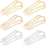 6 Pieces Metal Hair Fork Clips Side Combs and 4 Prong U-Shape Sticks for Buns Updos and Hairstyling - Womens Multicolor Hair Accessories