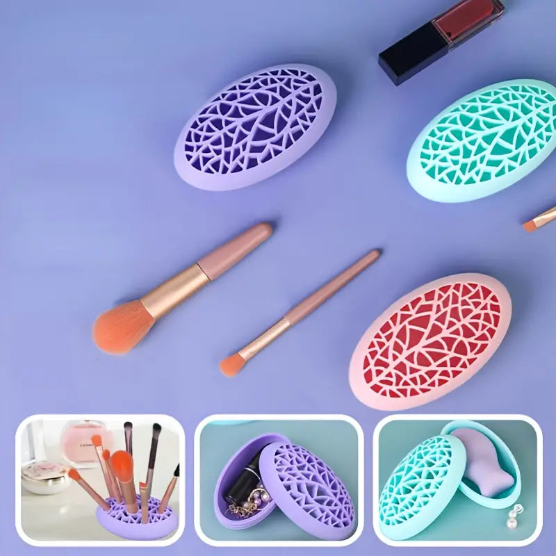 Silicone Makeup Brush Holder and Organizer Rack (1pc)