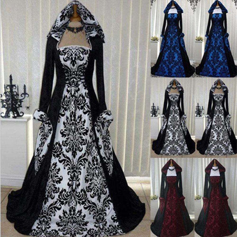 2019 Vintage Style Long Sleeve Hooded Dress