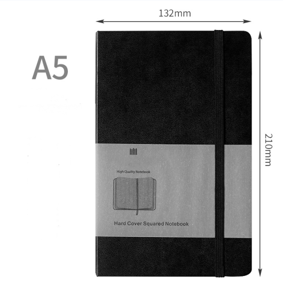A5 Moleskine Style Hard Cover Grid Notebook Stationery