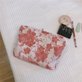 Elegant Large Flower Relief Cosmetic Bag