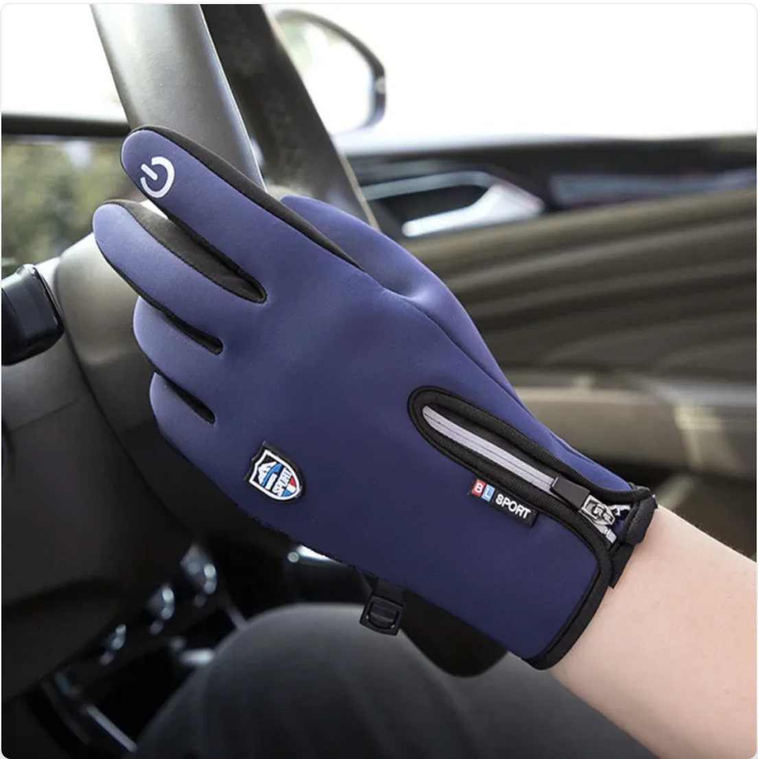 Touch Screen Leather Velvet Cycling Gloves