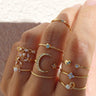 Bohemian Vintage Ring Set with Metal and Crystals