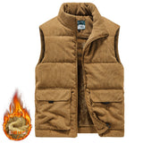 Men's Corduroy Vest with Pockets and Thick Lining