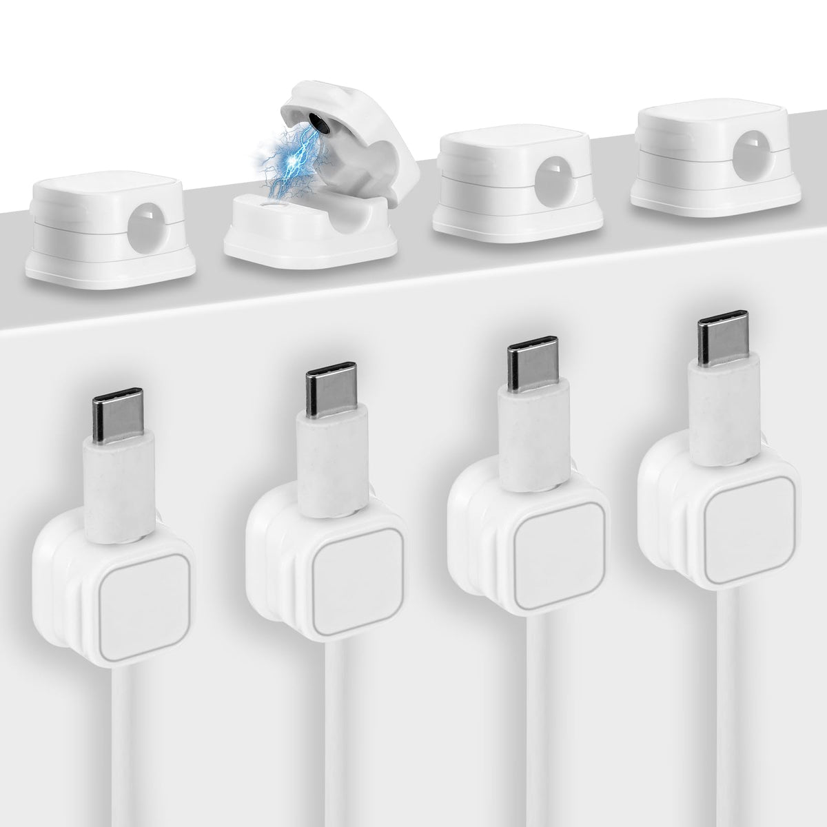 10 Pcs Magnetic Cord Organizer Management Cable Clips Hide Phone Charging Cable Keeper Strong Adhesive Wire Holder Keeper for Home Office Desk Phone Car Wall Desktop Nightstand