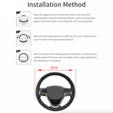 Car Steering Wheel Cover Red Black Leather Anti-slip For 15"/38cm Carbon Fiber