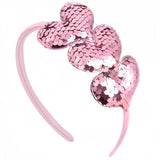 ZEYER Valentines Day Headband Glitter Heart Hair Band Pink Love Sequin Hair Bands Glitter Romantic Headpiece Cute Hair Accessories for Women Girls Festival Holiday Party Supplies