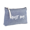 Letter Flower Print Canvas Makeup Bag for Women