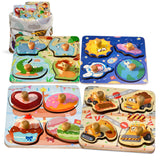 Zeoddler Wooden Puzzles for Toddlers 4 Pcs Peg Puzzles for Kids 2-4 Preschool Learning Puzzles for 2 3 Years Old Learning & Educational Puzzle for Boys Girls