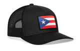Puerto Rico Flag Hat - Trucker Mesh Snapback Baseball Cap - Black