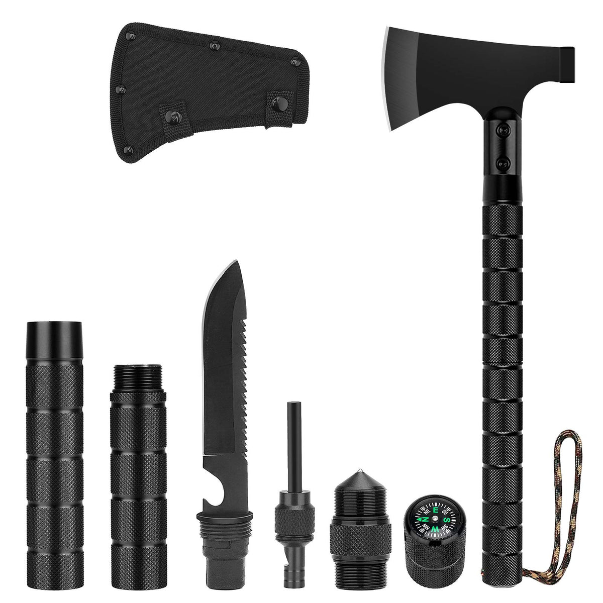 Hitdudu Camping Axe Folding Portable Survival Hatchet Multi-Tool Tactical Tomahawk with Hammer for Outdoor Hunting Hiking Camping