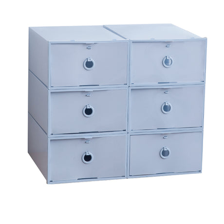 6-Pack Thick Transparent Drawer Shoe Storage Boxes