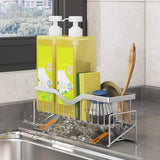 MINGFANITY Sponge Holder for Kitchen Sink Quick Draining SUS 304 Stainless Steel Sponge Organizer Basket for Cleaning and Scrub Tool Kitchen Sink Brush Caddy HolderLarge Size and Capacity