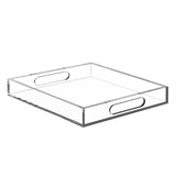 Clear Acrylic Serving Tray with Handles-11x11Inch-Clear Decorative Tray for AppetizerBreakfast-Cuounter Organizer Tray for Ottoman Coffee Tray