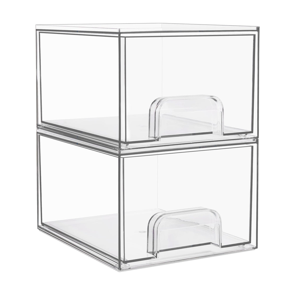 Vtopmart 2 Stück Schubladen Organizer Transparent Badezimmer Organizer mit 16 rutschfeste Matte Schminktisch Organizer für Badezimmer Schminktisch Unter Waschbecken