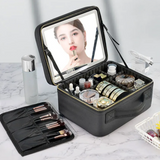 Large-Capacity PU Leather Travel Cosmetic Organizer