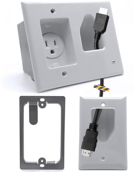 DATA COMM Electronics In Wall Cable Management Kit - TV Cable Hider Wall Kit - Behind Wall TV Wire Kit - For HDMI & A/V Cables - Low Voltage In Wall Cord Concealer For Sleek Flat TV Setup