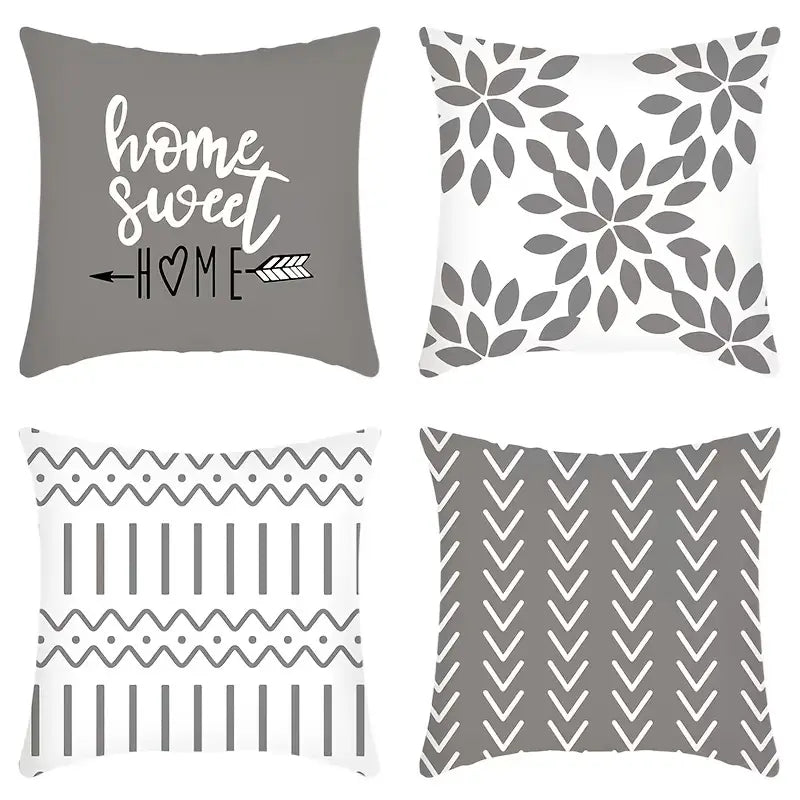 4pcs Modern Linen Pillow Cases 18x18in for Home Decor