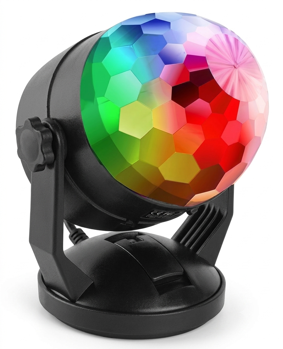 Denver LDB-319MK2 Disco Light Ball with Sound-Activated Light Show (Works via Mains or 3x AA Batteries)