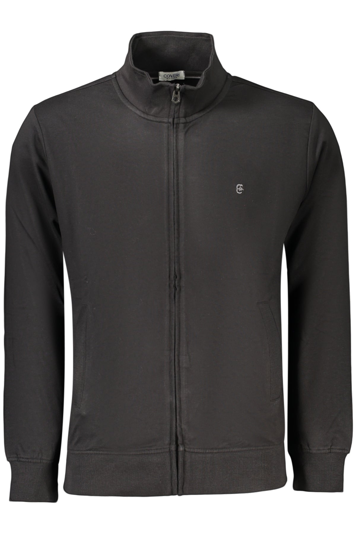 COVERI MOVING MEN'S BLACK ZIP-UP SWEATSHIRT