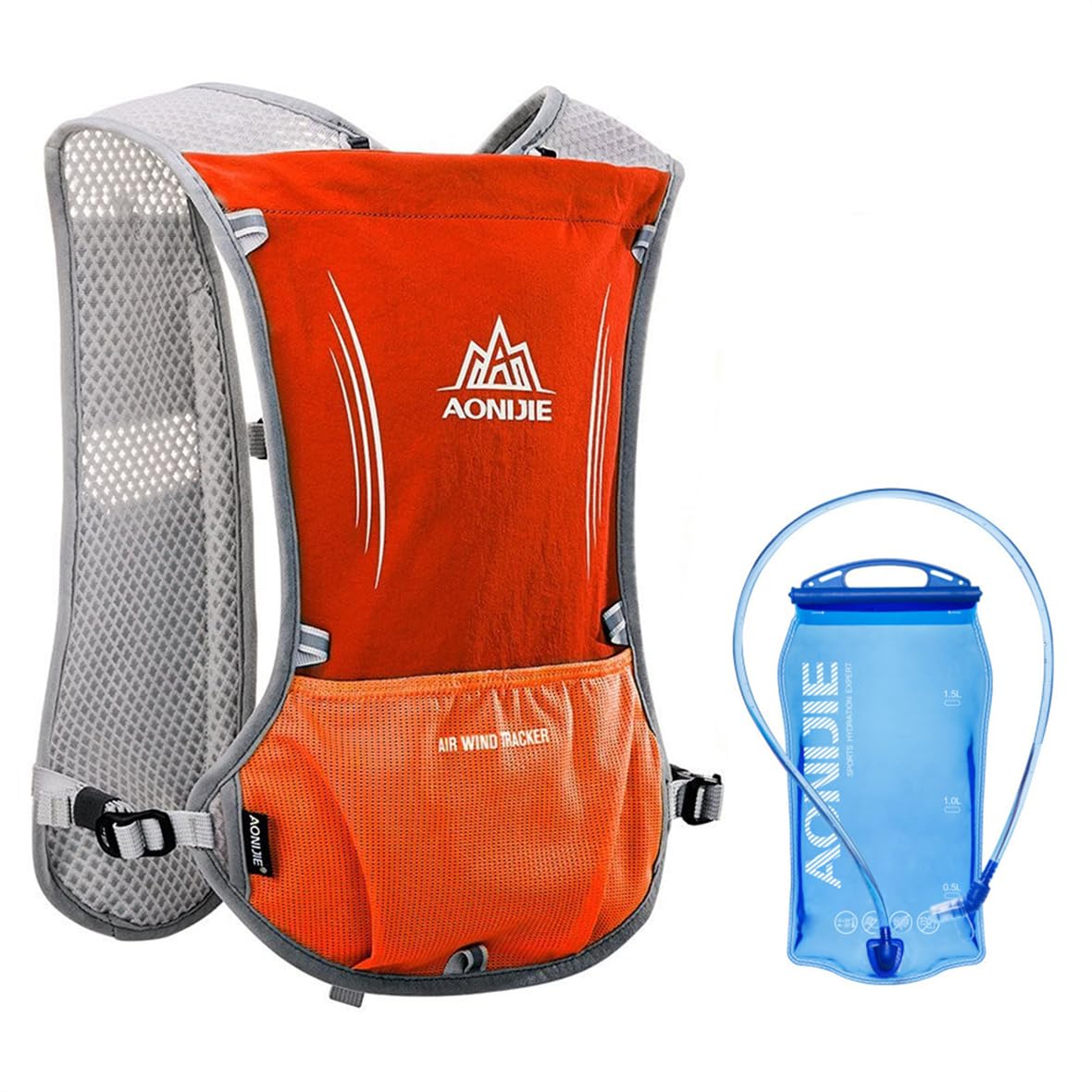 Hydration Backpack Bicycle Bag 5L Lightweight Hiking Backpack for Outdoor Hiking Climbing Running Cycling Biking Backpack with Hydration System for Men and Women (Orange with 1.5l Water Bladder)