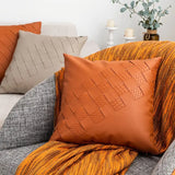 Imitation Leather Woven Pillowcase for Home Decor